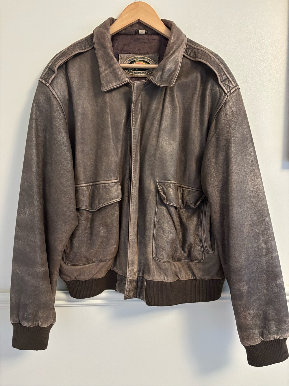 Orvis Brown Leather Bomber Jacket